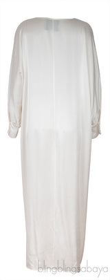 White Cannes Button Midi Dress