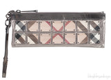 Long Grey & Checkered Wristlet Clutch