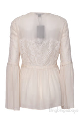 Ecru Silk Peplum Blouse