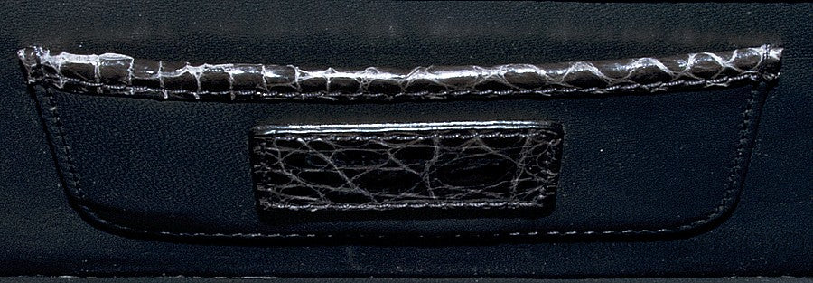 Grey Patent Alligator Clutch Bag