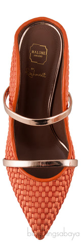 Maureen Orange Woven Satin Mules