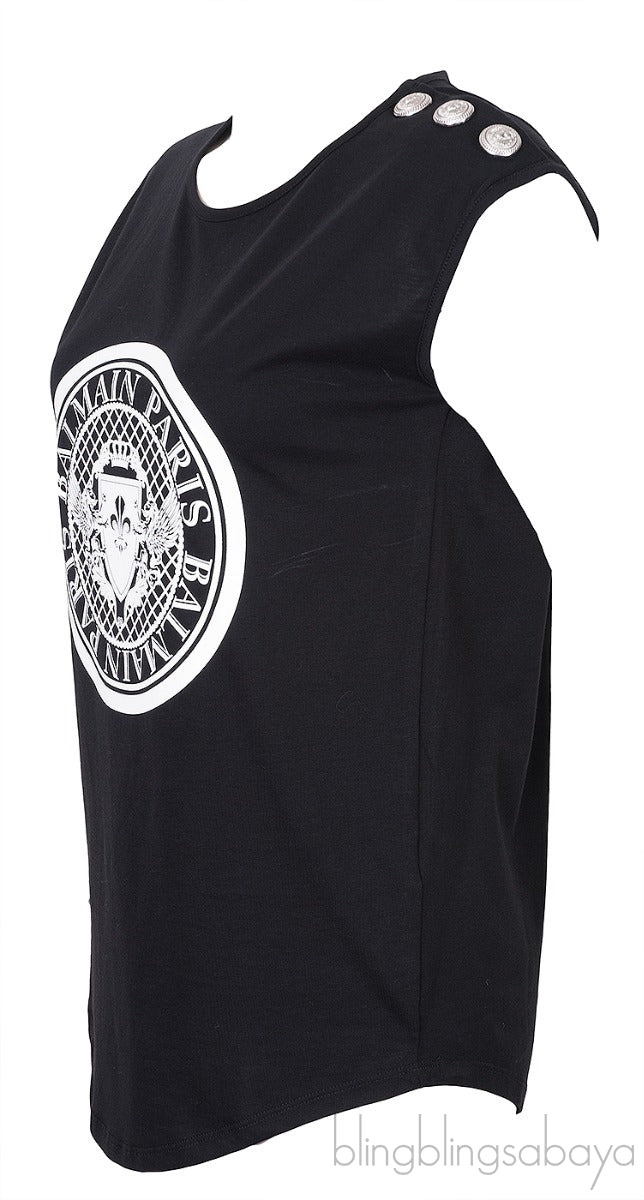 Black Printed Sleeveless Top