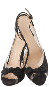 Black PVC Bow Heels