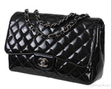 Classic Black Patent Jumbo Quilted Bag