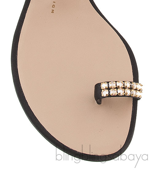 Black Crystal One Finger Sandals
