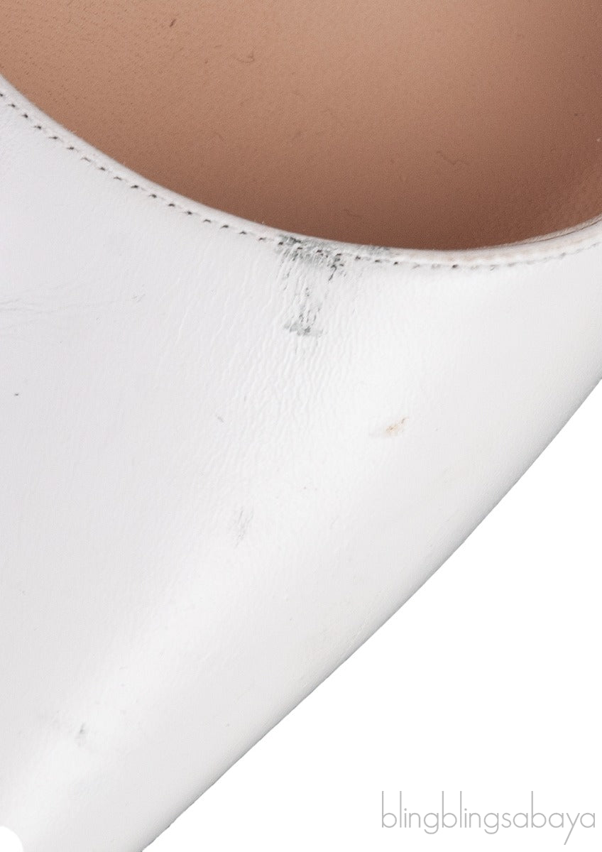 White Matte Pointed Toe Heels