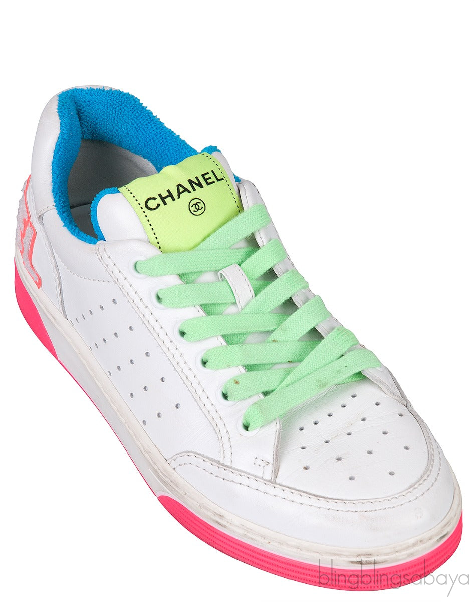 White Neon Multicolor Sneakers