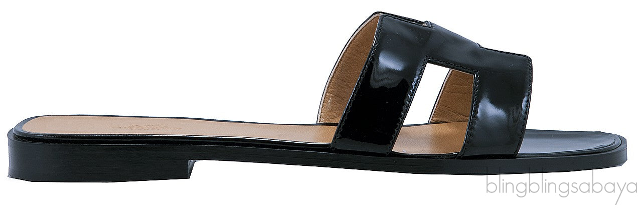 Black Patent Oran Sandals