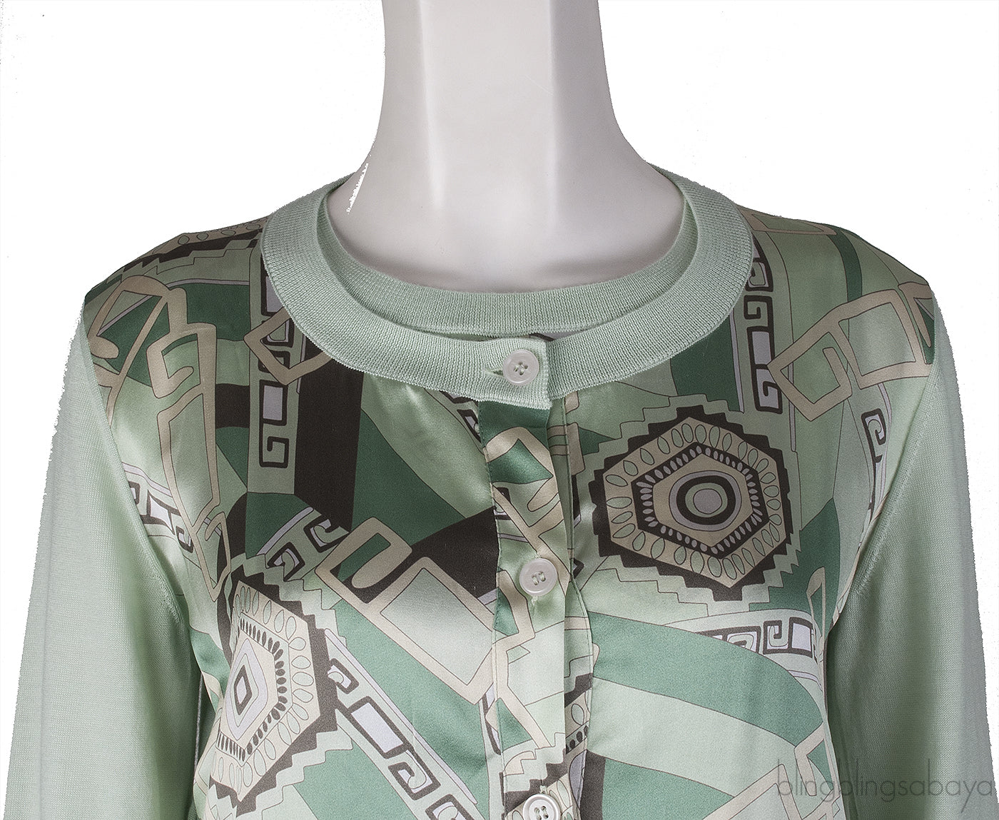 Light Green Printed Sleeveless Top & Cardigan