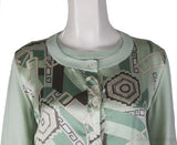 Light Green Printed Sleeveless Top & Cardigan