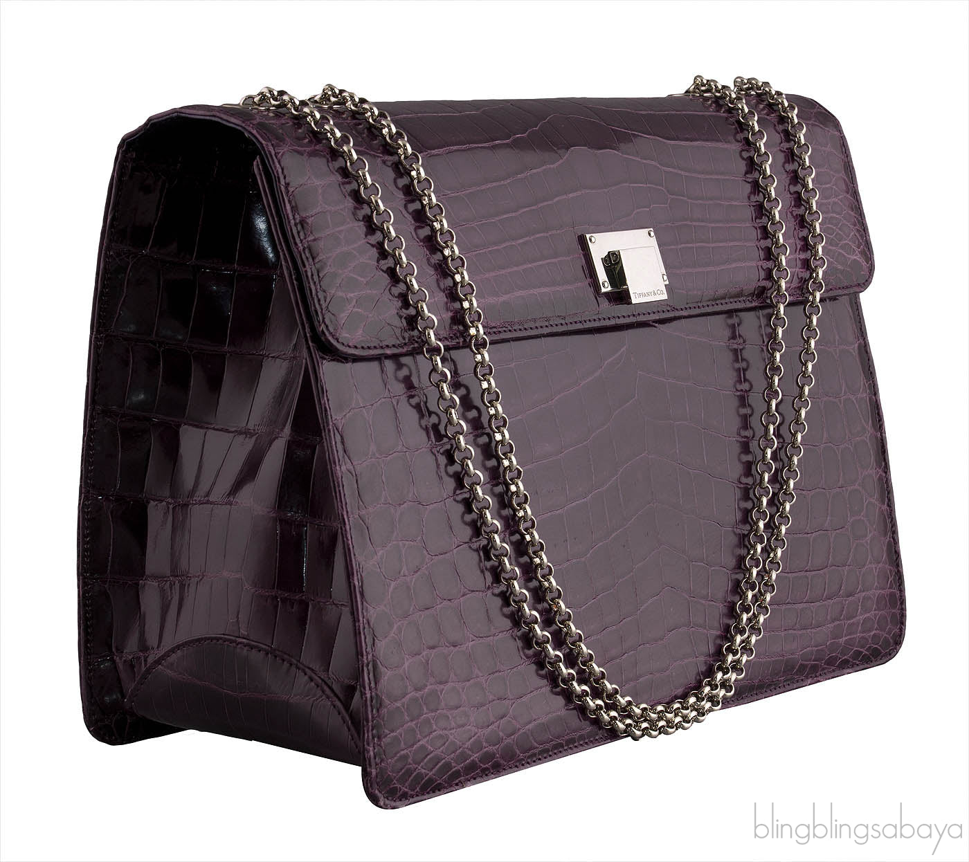 Purple Cornelia Lunch Box Crocodile Bag