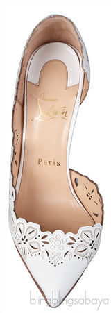 White Laser Cut Pointed Toe Heels