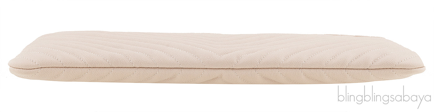 Beige Chevron Caviar O-case Pouch