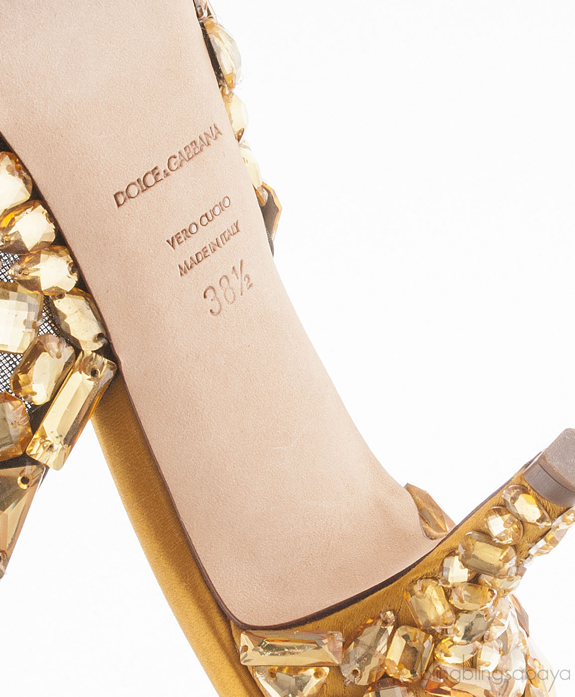 Yellow Mustard Crystal Slingback Heels