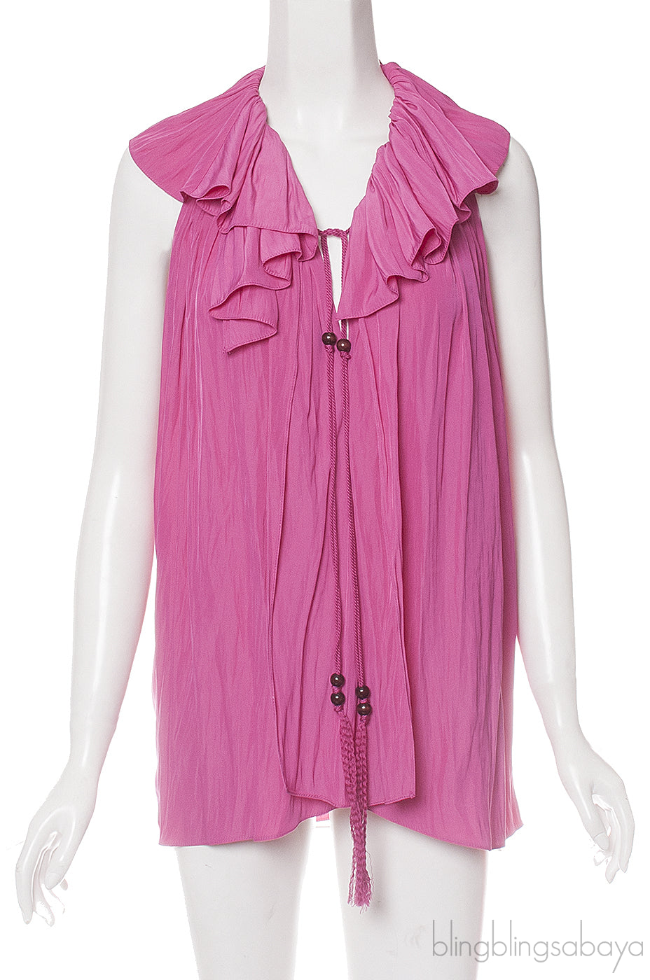 Fuchsia Drawstring Sleeveless Top