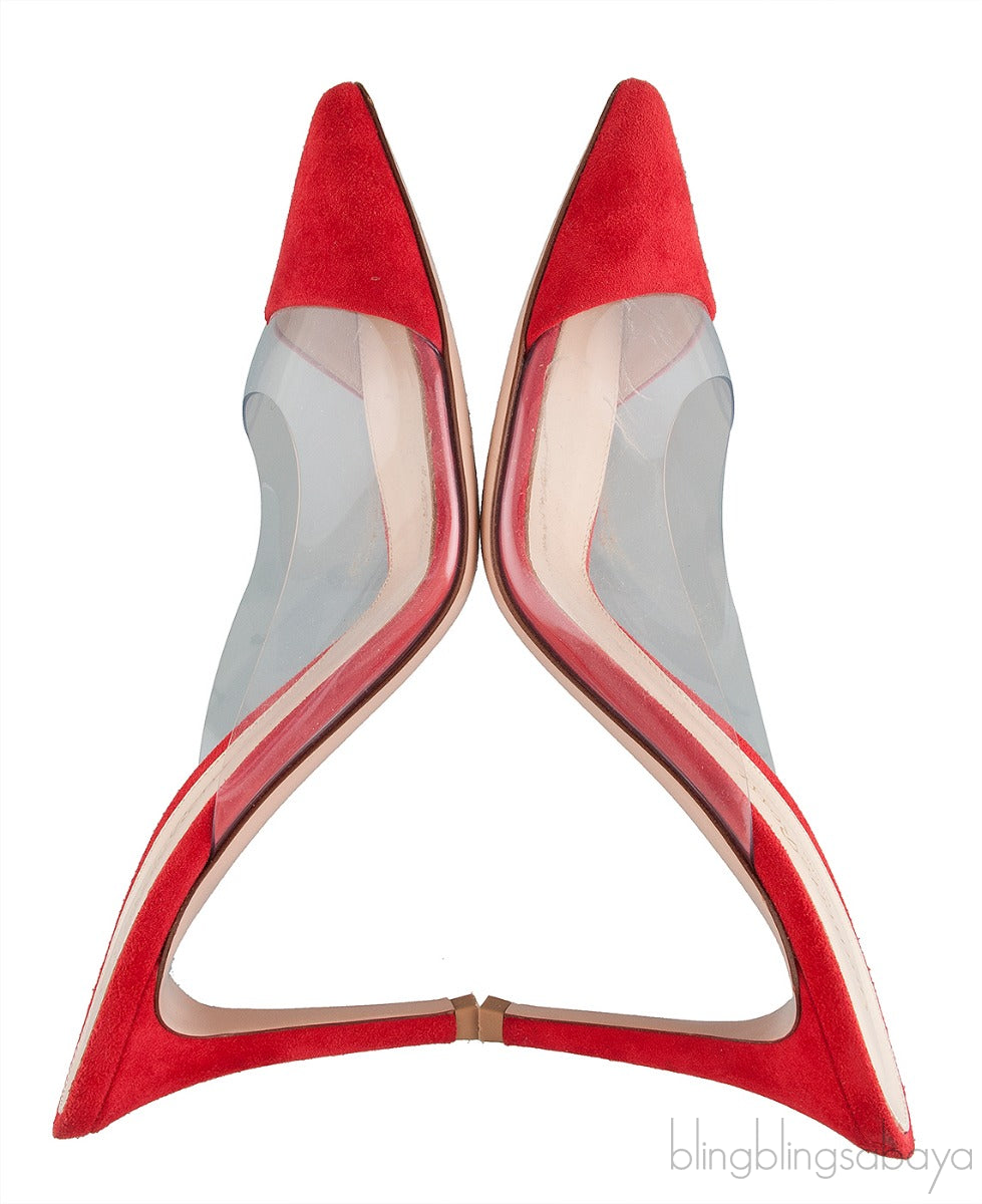 Red Suede & PVC Slide Mule