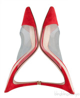 Red Suede & PVC Slide Mule