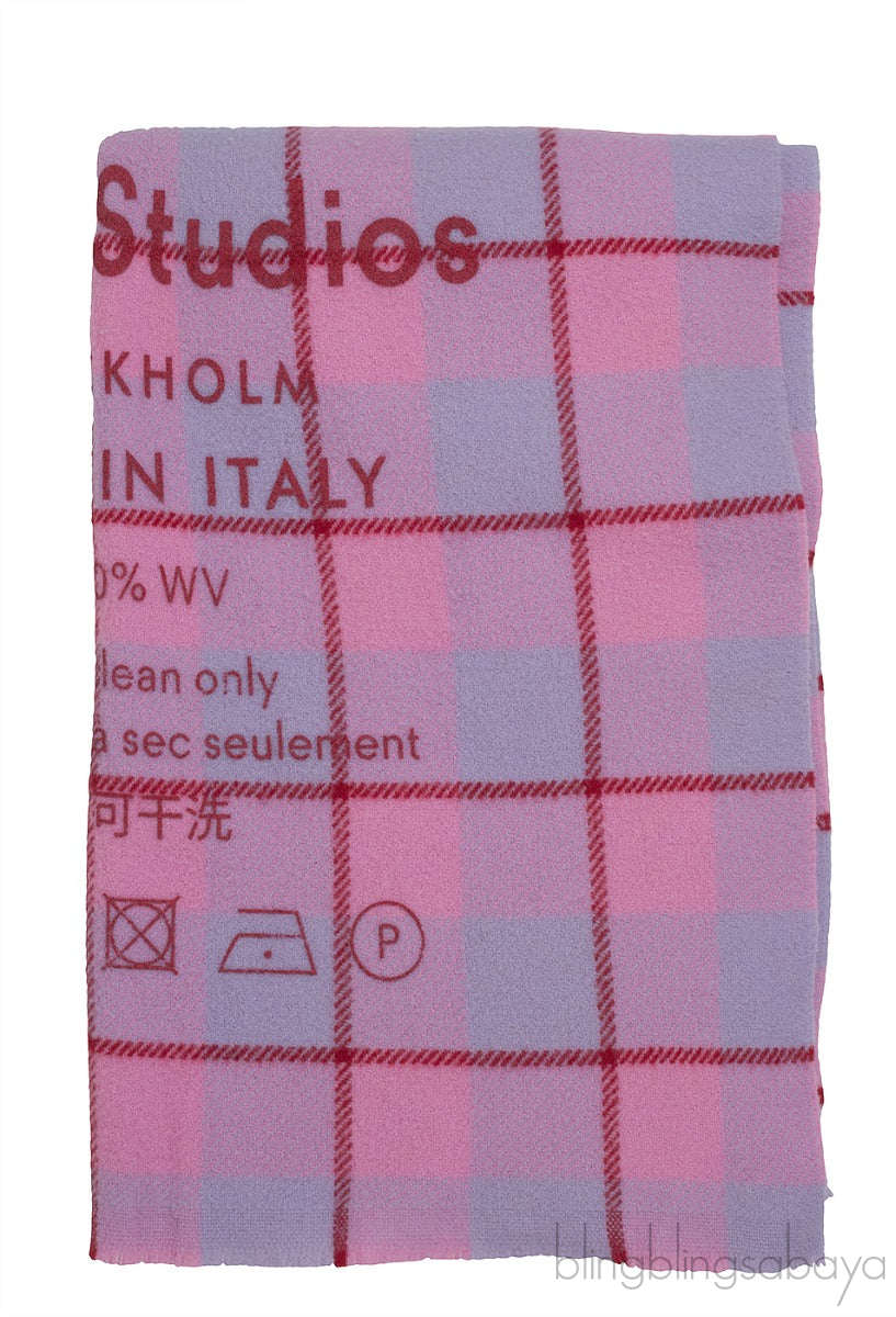Pink Checkered Wool Scarf
