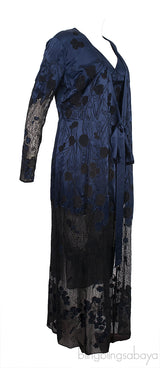 Bi-color Floral Patch Camisole Dress and Robe