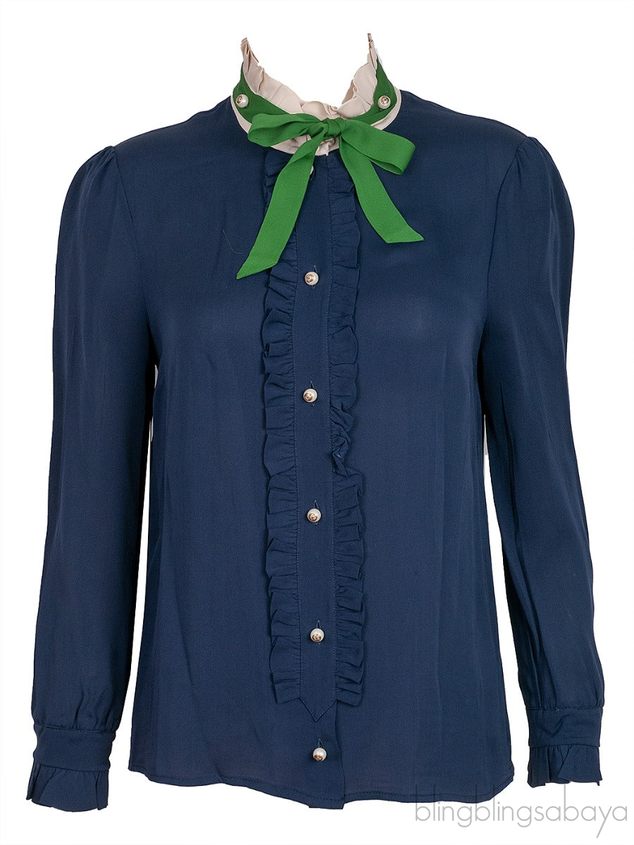 Blue Contrasting Collar Shirt