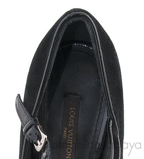 Black Velvet Crystal/Feather Heels