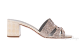 Pink Crystal Croc Embossed Sandals