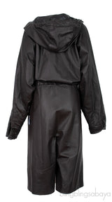 Dark Brown Hoodie Leather Jumpsuit