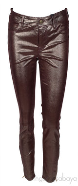 Snake Effect Foiled Leather Pants