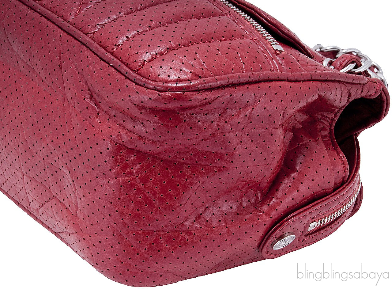 Red Perforated Shoulder Bag