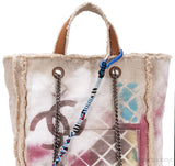 Beige Graffiti Canvas Tote