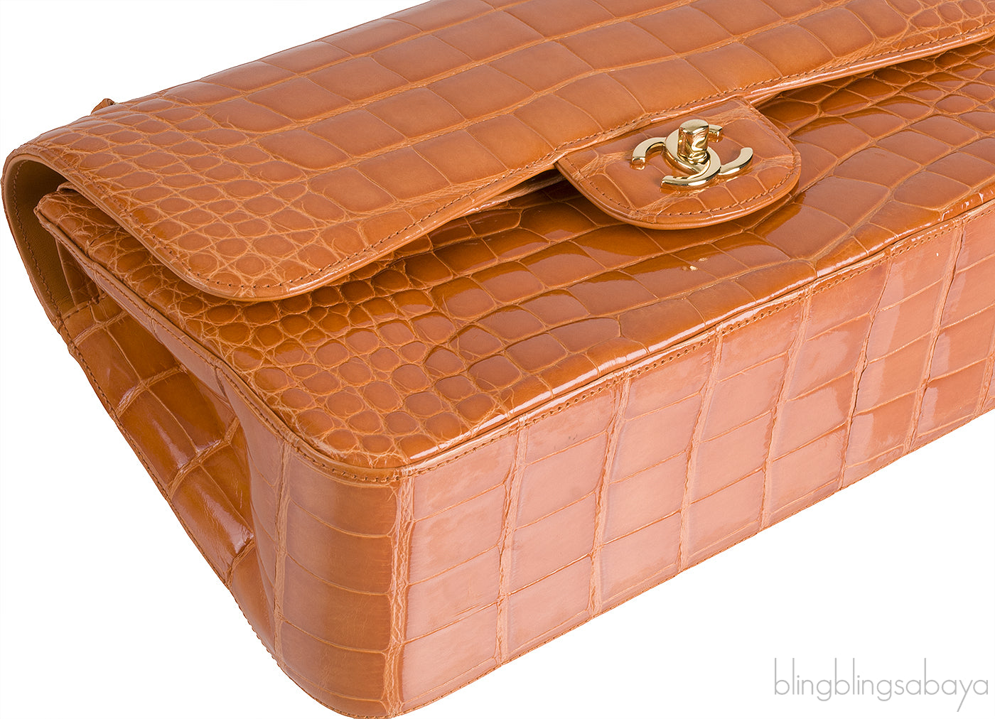 Classic Orange Crocodile Jumbo Flap Bag