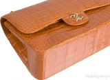 Classic Orange Crocodile Jumbo Flap Bag
