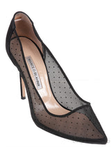 Black Mesh Polkadot Pointed Toe Heels
