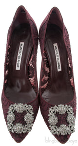 Maroon Lace Hangisi Pump