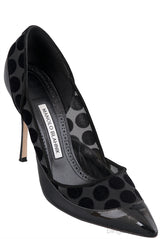 Black Mesh Polka Dot Heels