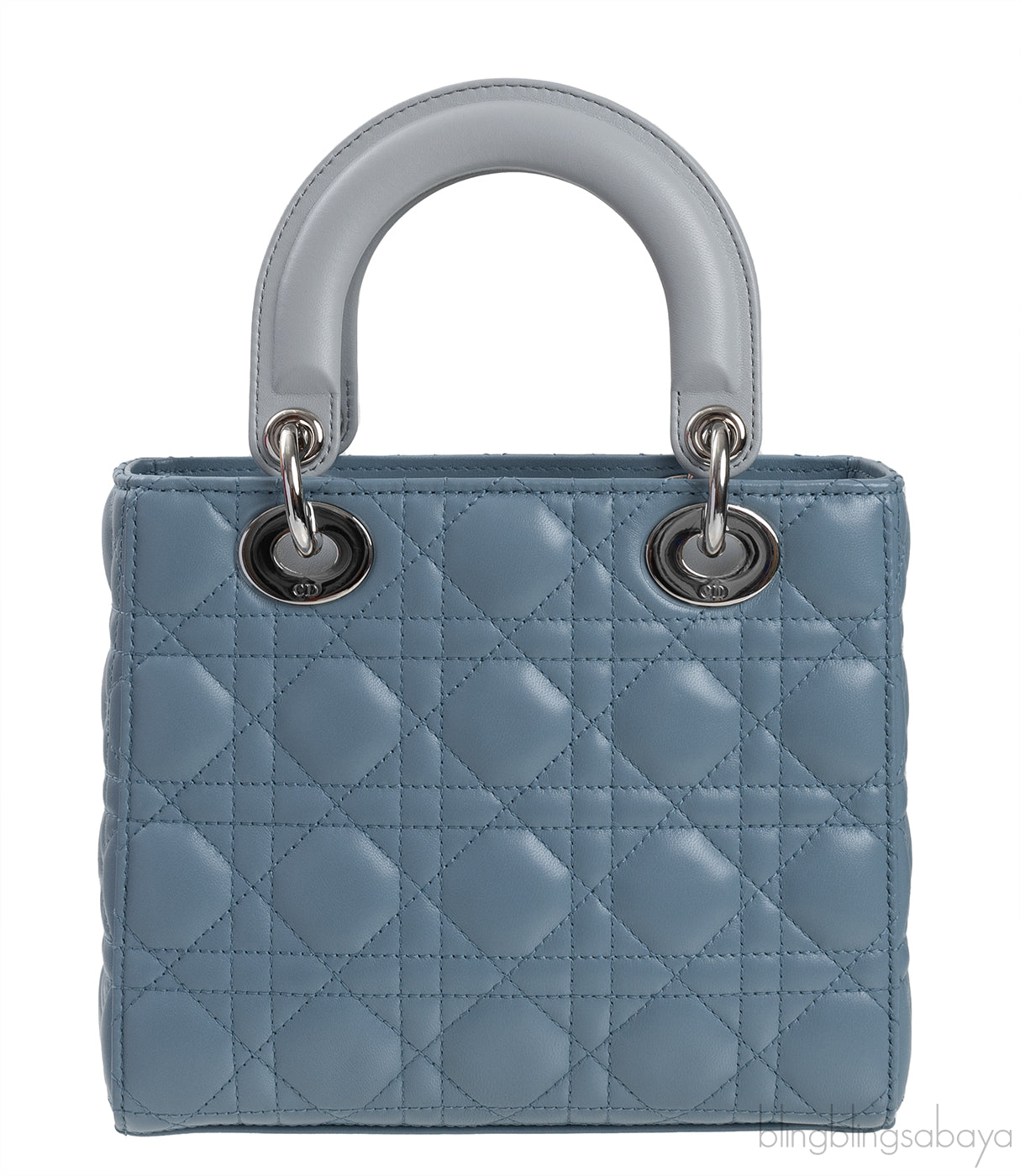 Christian Dior Lady Dior Two Tone Slate Blue And Grey Cannage Shoulder Bag