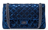 2.55 Reissue Navy Blue Metallic Python