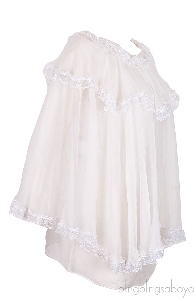 White Ruffled Lace Blouse