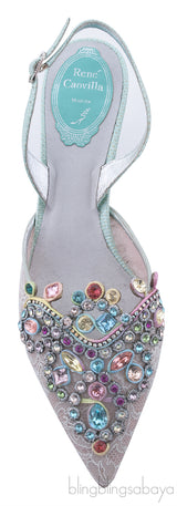 Multicolor Stone Mesh Slingback Sandals