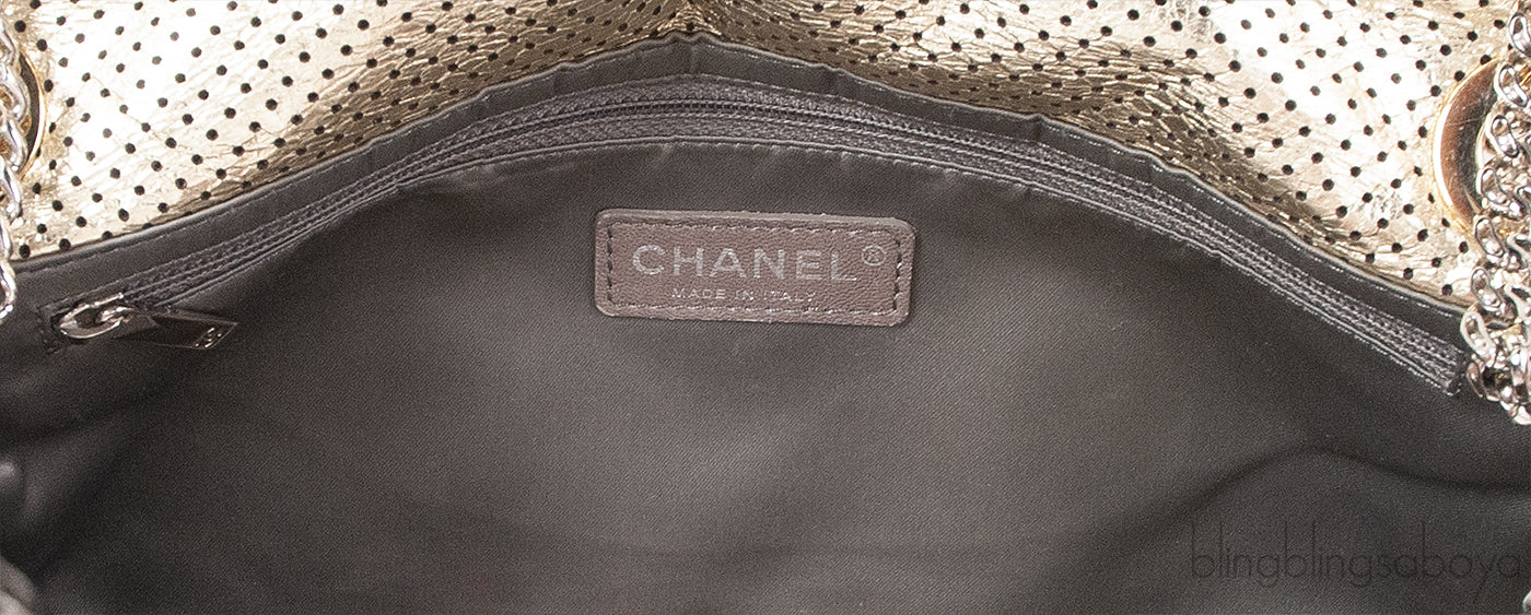 Metallic Gold Perforated Drill Flap Bag