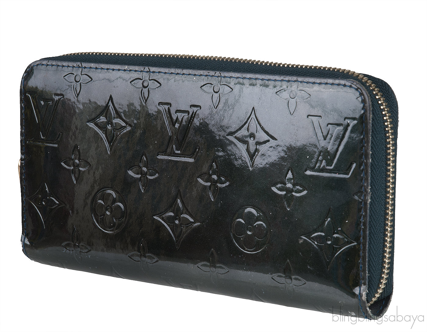 Dark Green Monogram Zip Wallet