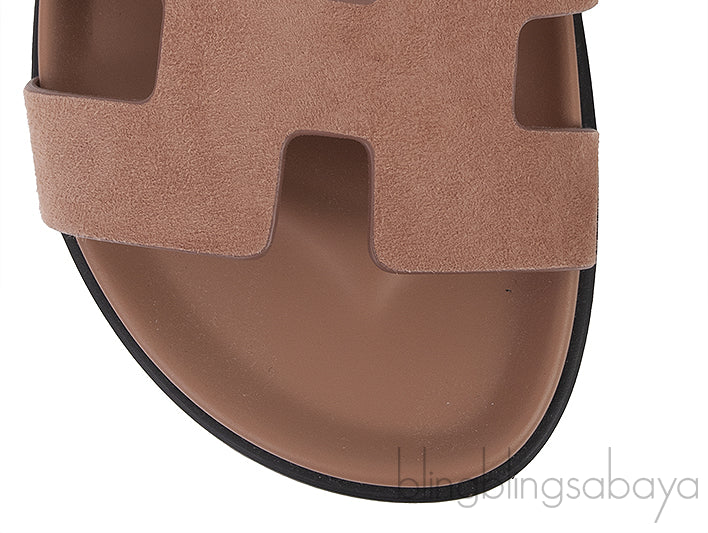 Chypre Rose Perle and Black Suede Sandals