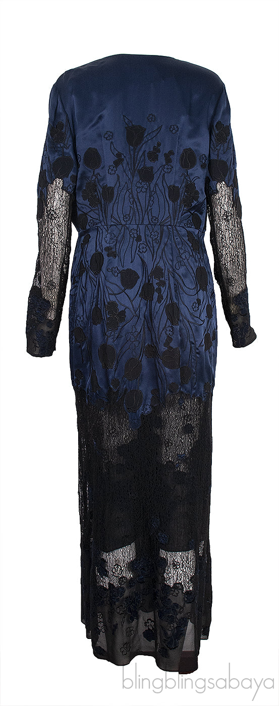 Bi-color Floral Patch Camisole Dress and Robe