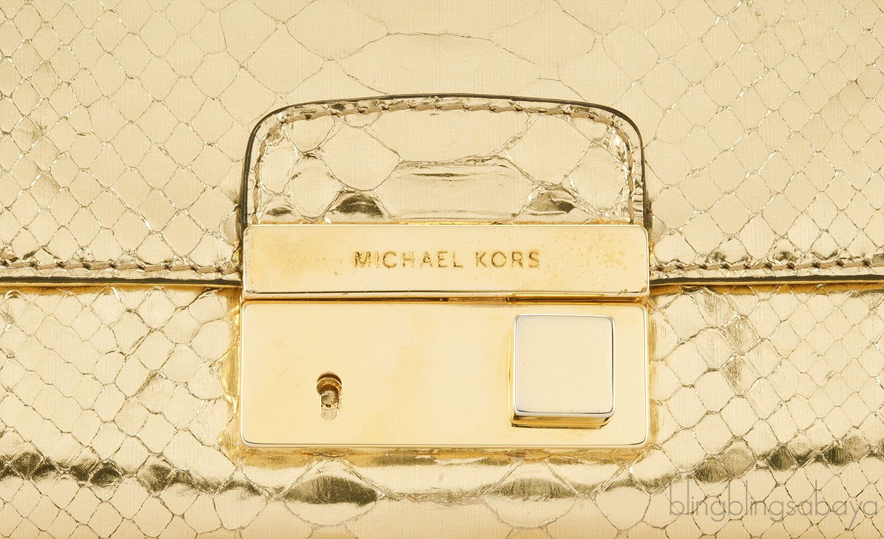 Gia Gold Python Clutch