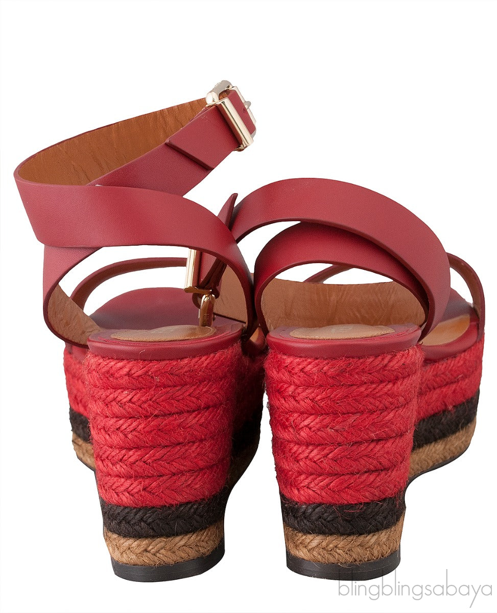 Red Wedge Platform Sandals