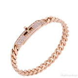 Hermes Kelly Gourmette Link 18k Rose Gold Diamonds Bracelet