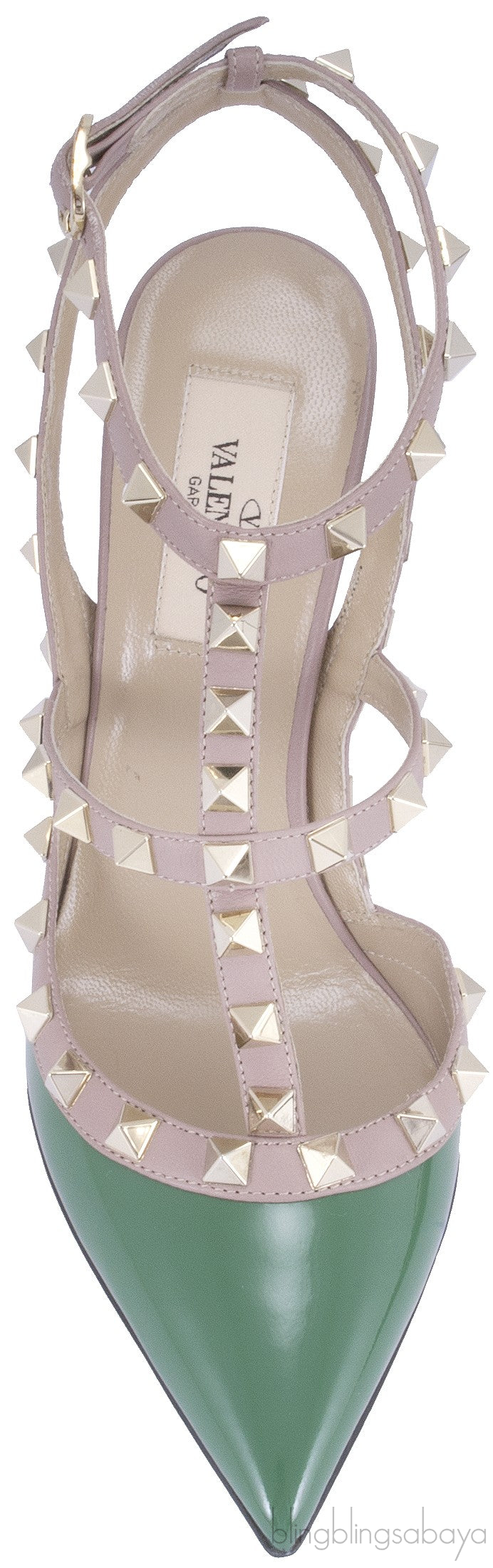 Vert Anis Rockstud Leather Pump