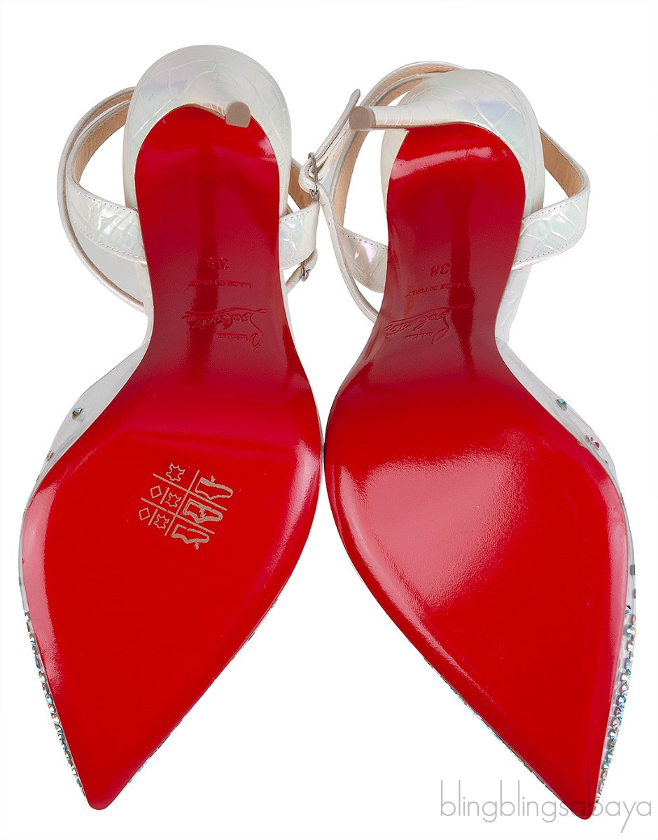 PVC Crystal Croc Print Slingback Heels