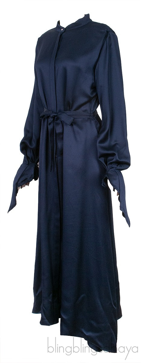 Navy Blue Asymmetric Cuff Dress