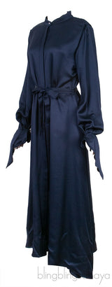 Navy Blue Asymmetric Cuff Dress